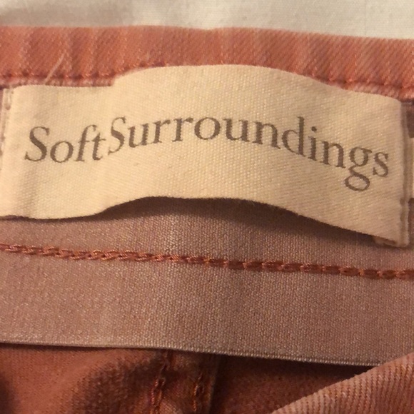EUC Soft Surroundings Ladies 5 Pocket Pull On Pants Brown / Orange Color - Picture 6 of 8